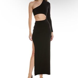 Norma Kamali One-Sleeve Shane Wide Slit Gown